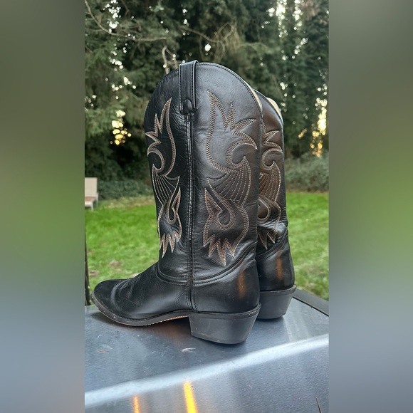 Black Leather Sz 10 EW Western Cowboy Boots - Men - Picture 2 of 4